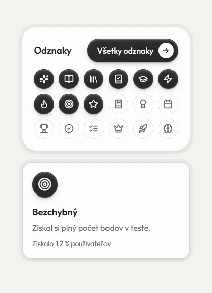 Prehľad odznakov a detail získaného odznaku